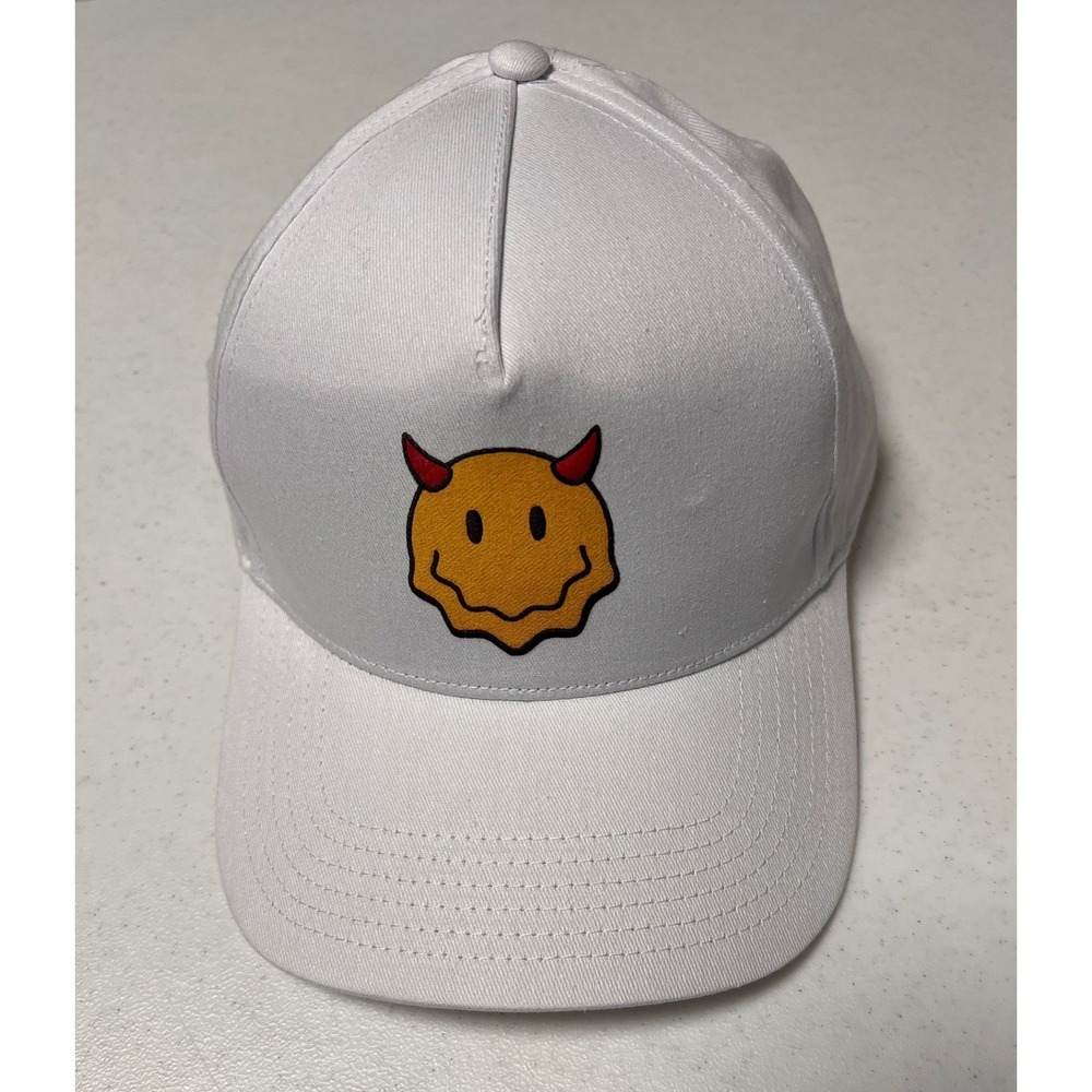 Otto Melting Devil Smiley Face Baseball Cap NWOT White Graphic Streetwear